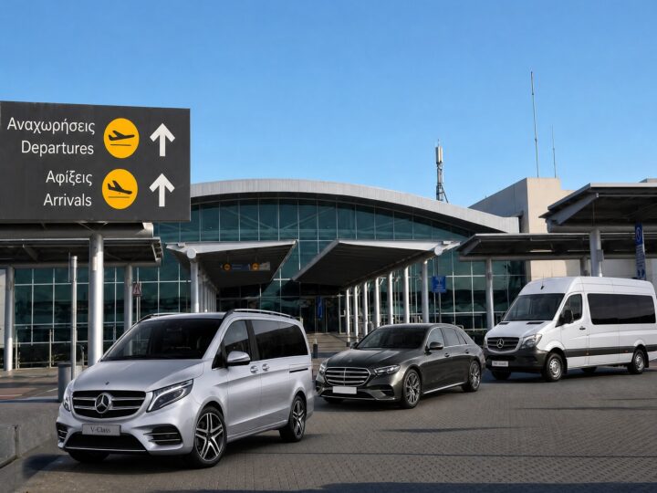 Mercedes V-Class, E-Class and Sprinter outside Larnaca Airport