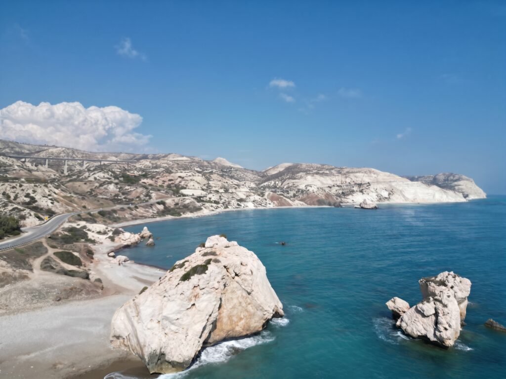 Petra tou Romiou, Aphrodite's Rock, on the coast road between Paphos and Limassol in Cyprus